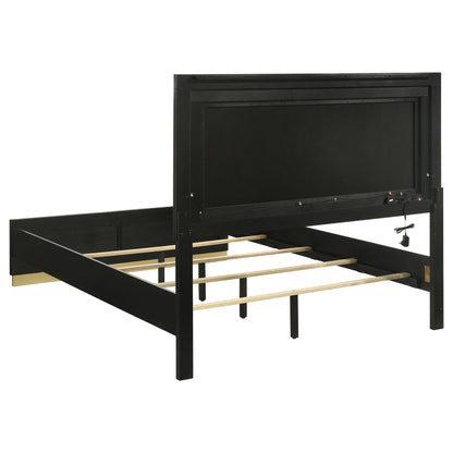 5 Piece California King Bedroom Set With Upholstered Headboard - Black