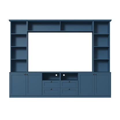 Farmhouse Elegant Entertainment Center Wall Unit With 4 Drawers