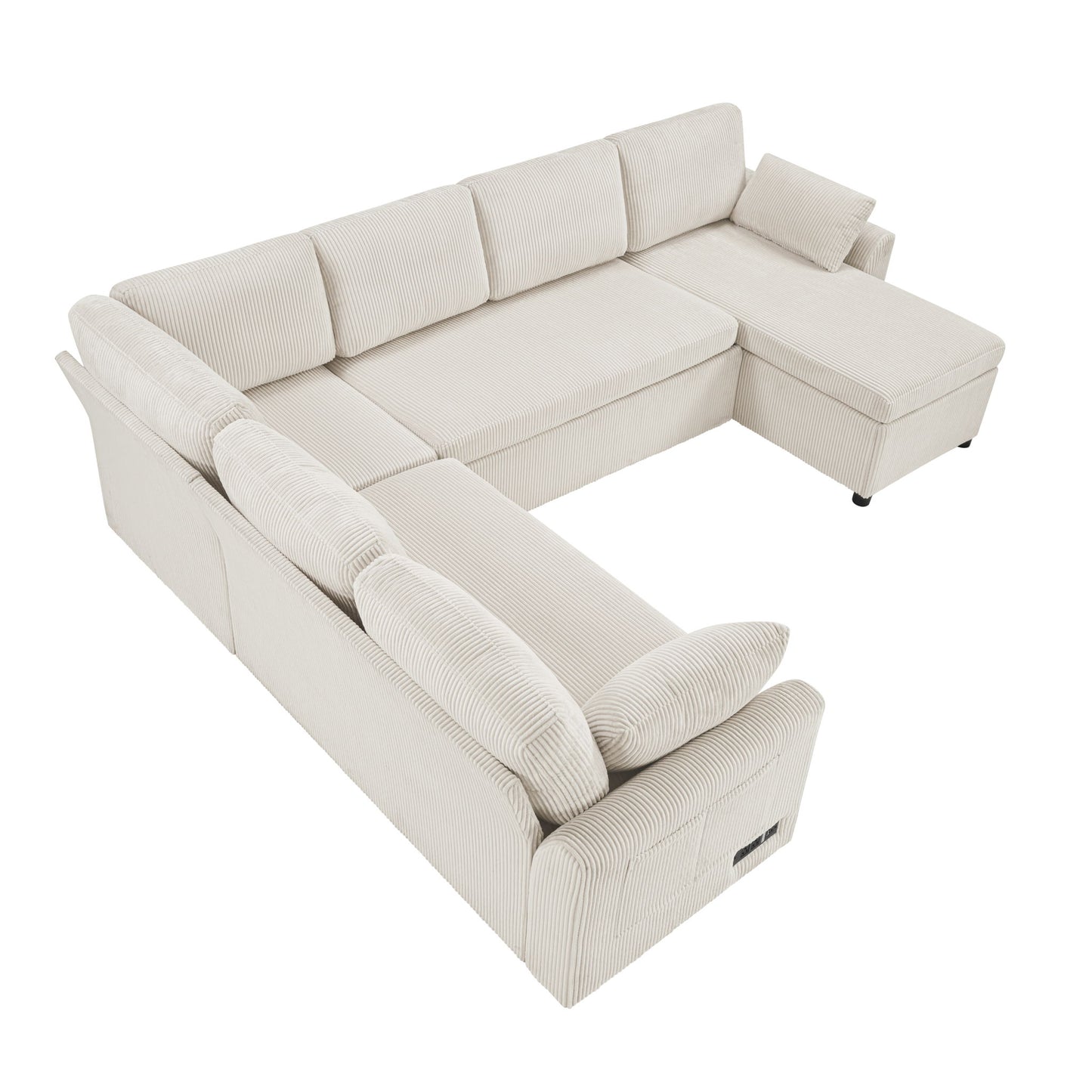 Convertible U-Shaped Sectional Sofa Bed With Reversible Chaise