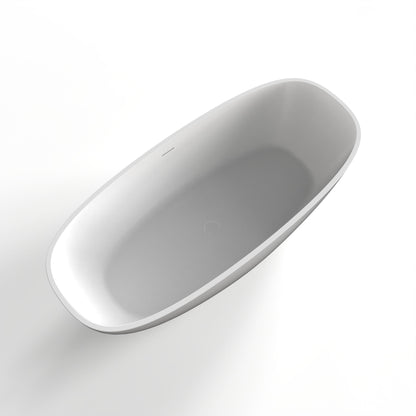 Soaking Bathtub, Freestanding, Solid Surface - Matte White