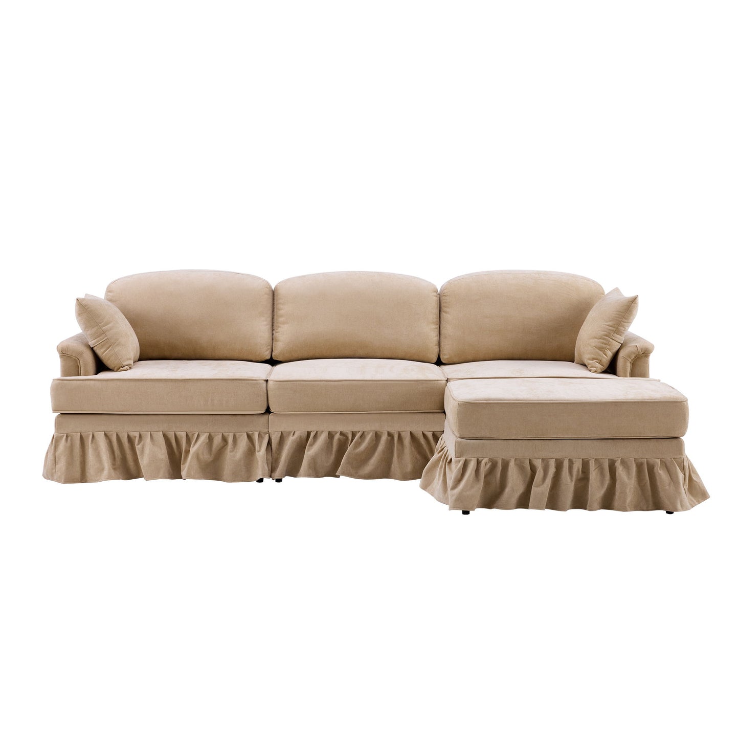 Cloud Sofa With Removable Ruffled Skirt With Ottoman And Flared Arms