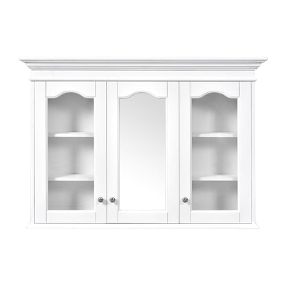 Medicine Cabinet With Mirror Door And Adjustable Shelves, Wall-Mounted Bathroom Storage Cabinet - White