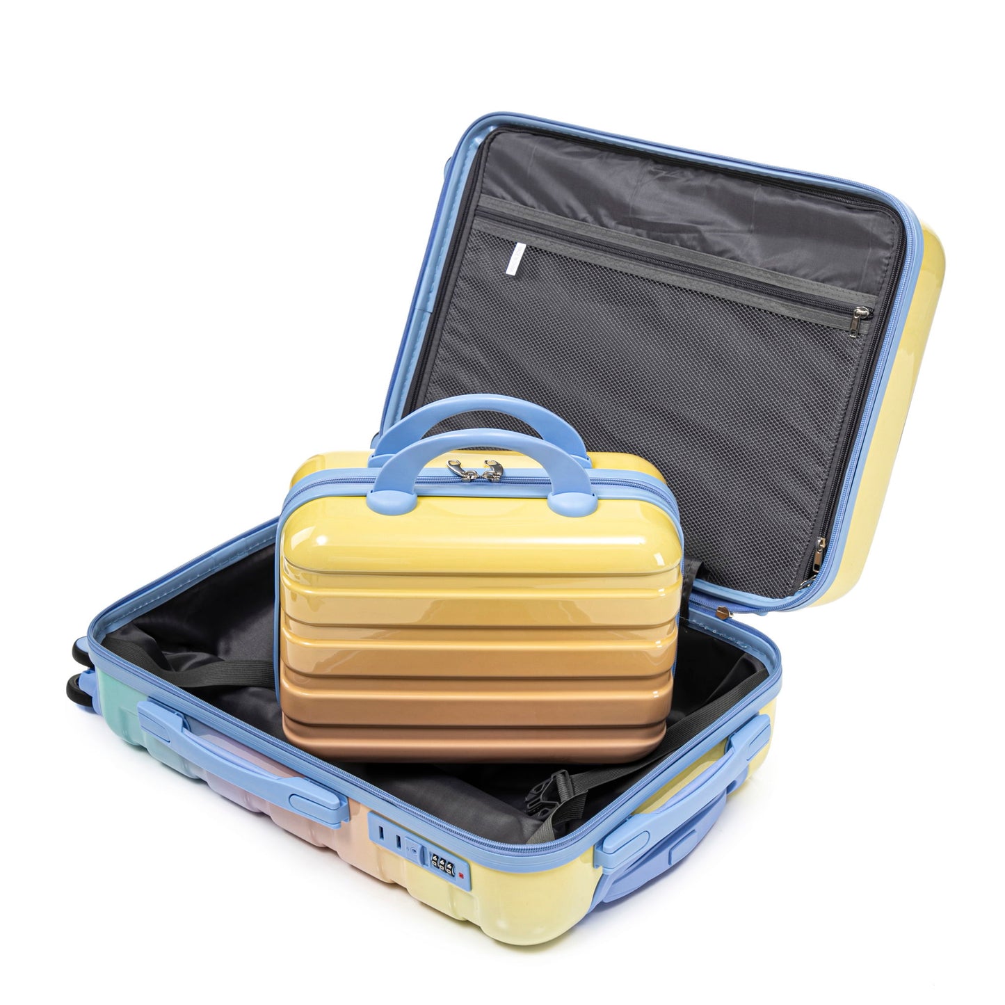 Luggage Set 14" / 20" With Combination Lock And Cosmetic Case