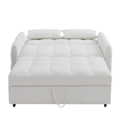 Loveseat Sofa Pull-Out Bed With Adjustable Backrest, 3 USB Ports And 2 Lumbar Pillows For Living Room