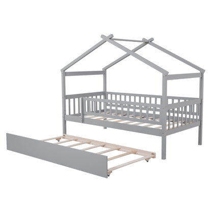 Creativity House Bed With Twin Size Trundle