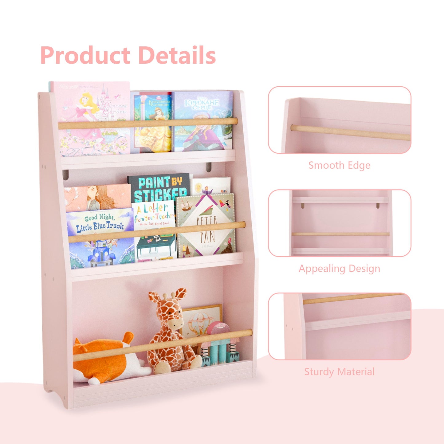 3 Tier Book Shelf, Compact Storage For Bedrooms