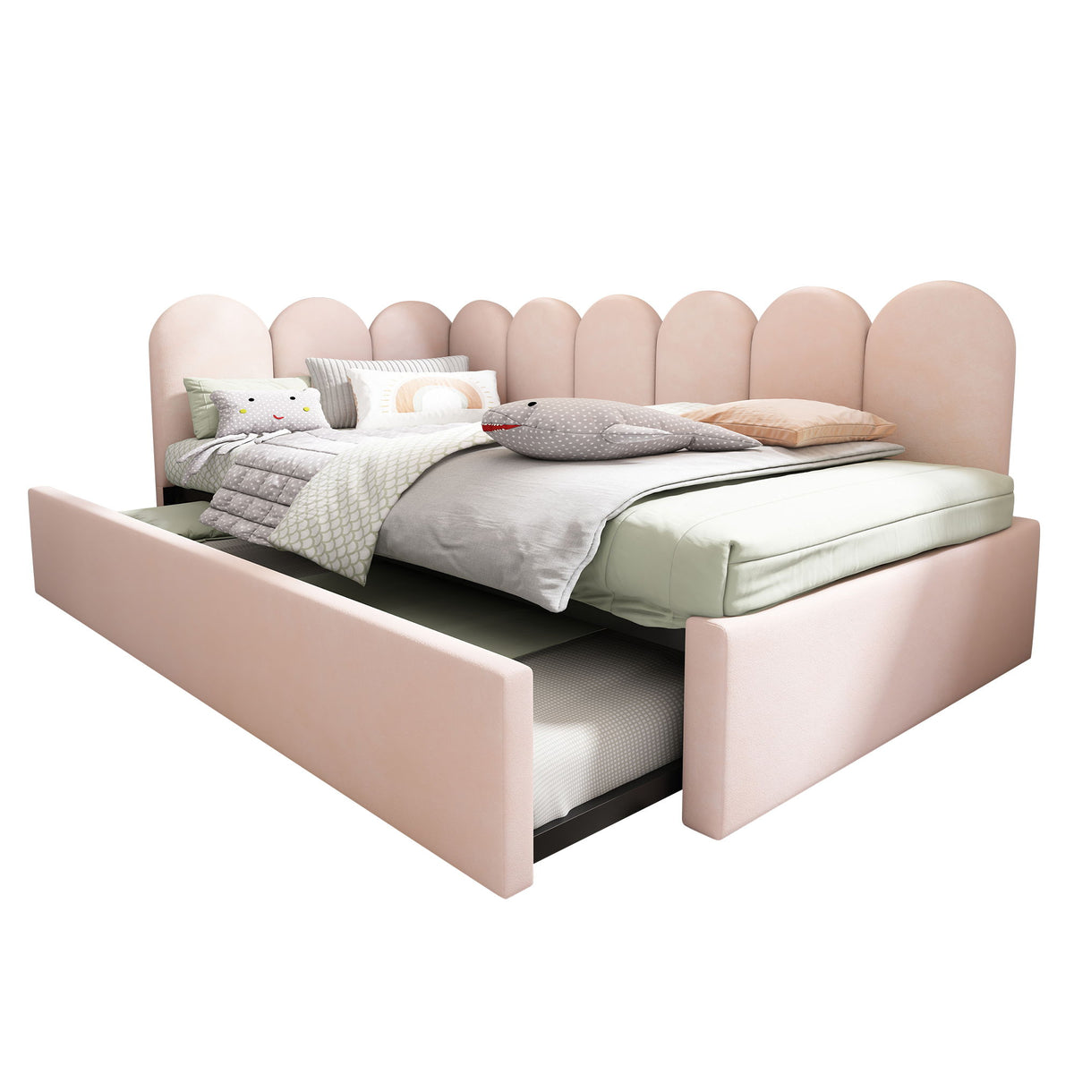 Upholstered Daybed With Metal Slatted Base