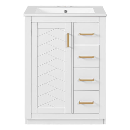 Modern Bathroom Vanity With 1 Door And 3 Drawers