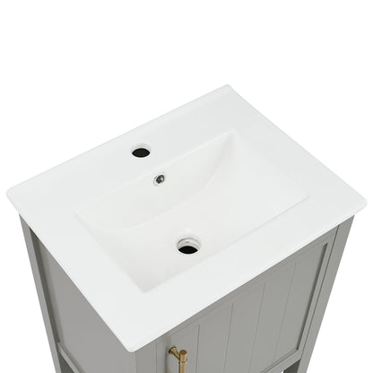 Modern Bathroom Vanity With Sink, Soft-Closing Door And Open Shelf
