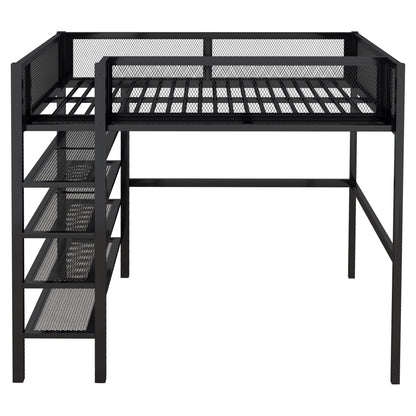 Loft Bed With 4 Tier Shelves And Storage