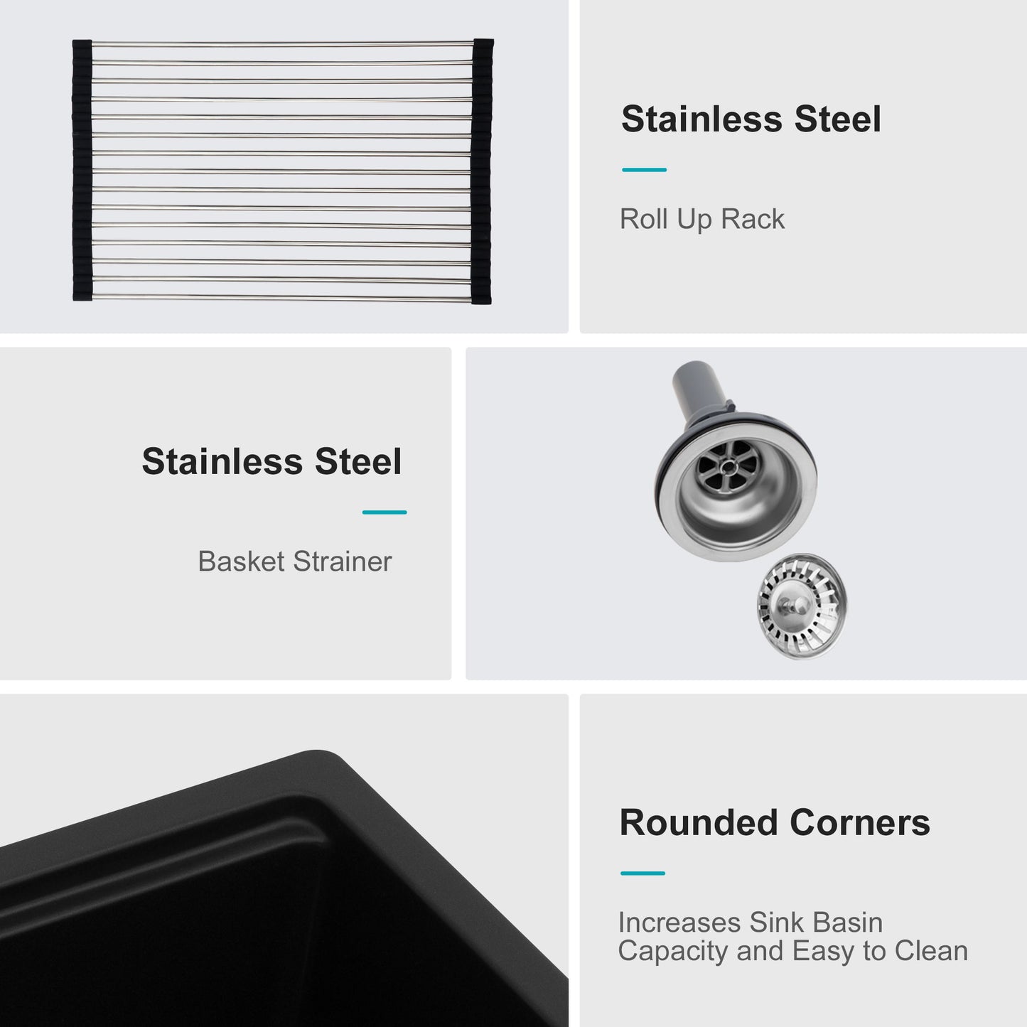 Quartz Kitchen Sink, Granite Composite Workstation Undermount