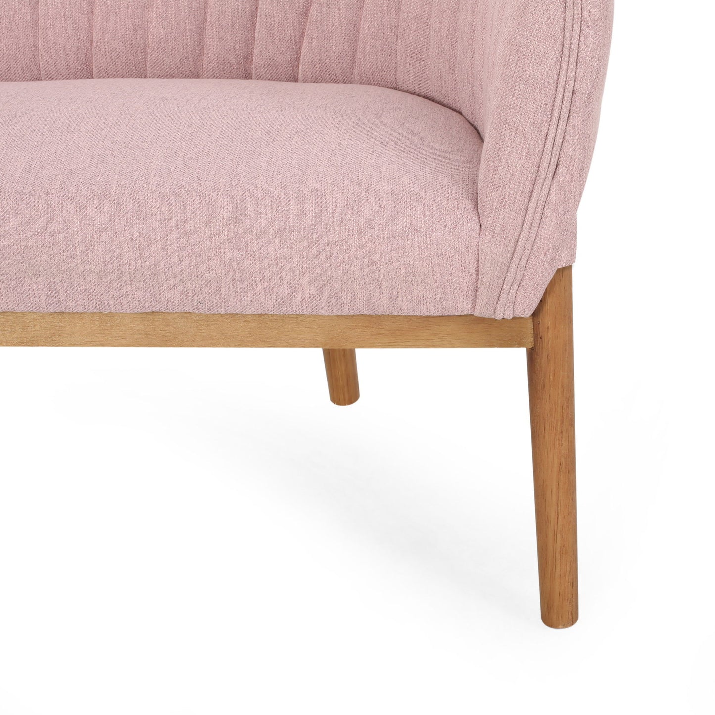 Mid Century Modern Loveseat With Channel Stitched Backrest