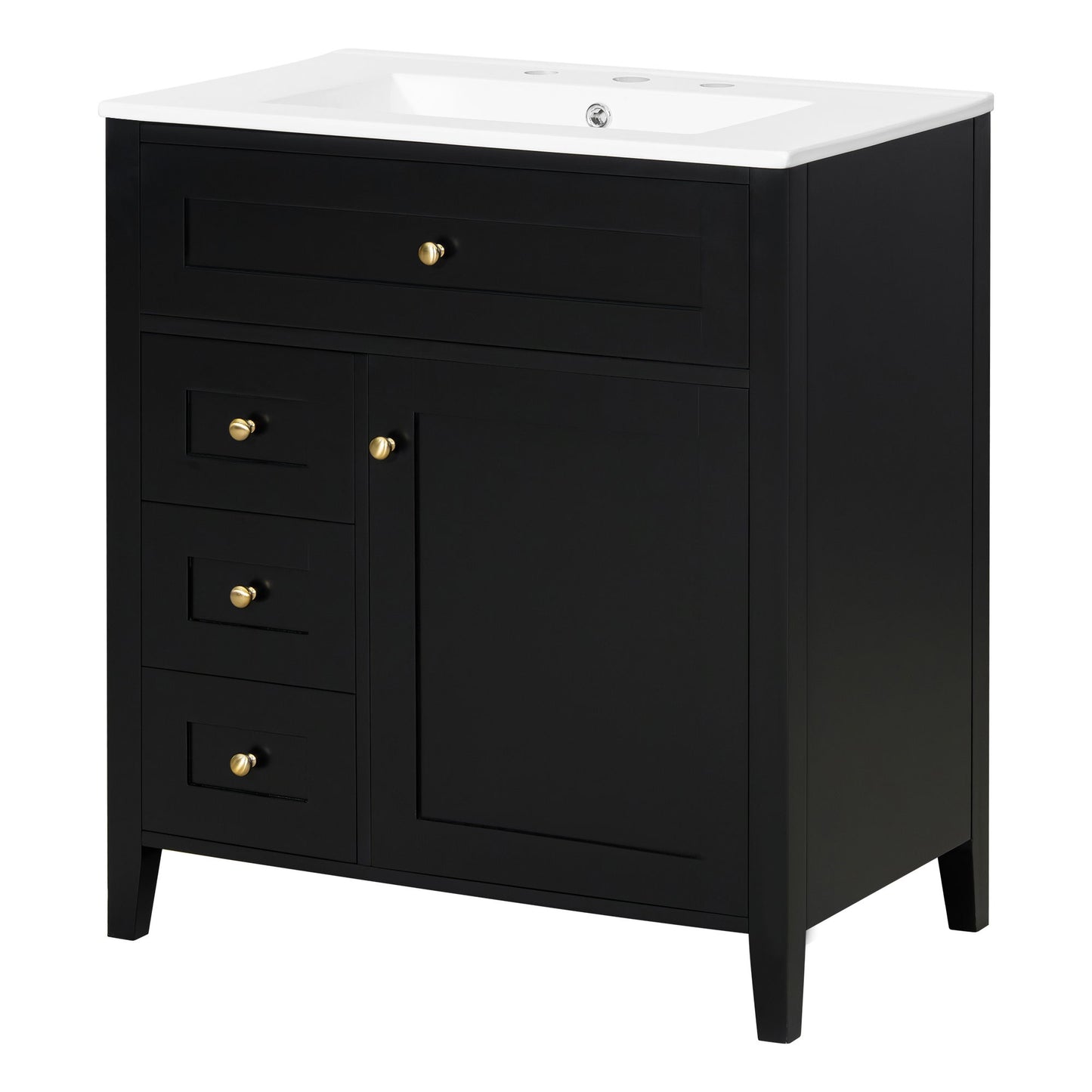 Modern Bathroom Vanity With Sink, 3 Drawers And Adjustable Shelf