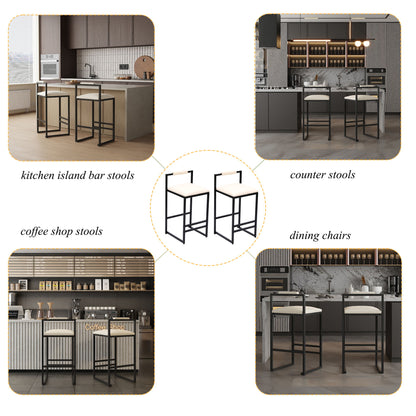 Elegant Bar Stool Set With Backrest And Footrest, Counter Height (Set of 2)