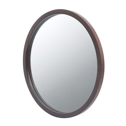 Circle Wall Mirror With Wooden Frame, Wall Mirror For Living Room