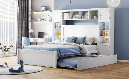 Bed With All In One Cabinet, Shelf And Sockets, Trundle