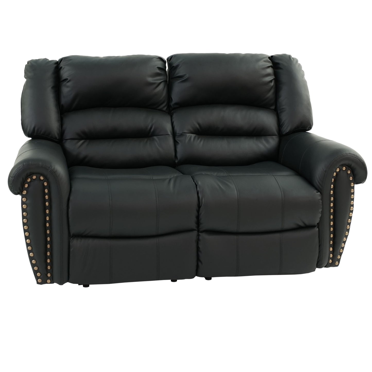 Plush Relax Power Reclining Loveseat 2 Seat Couch With USB Charging Armrest Cushion Living Room Furniture - Black