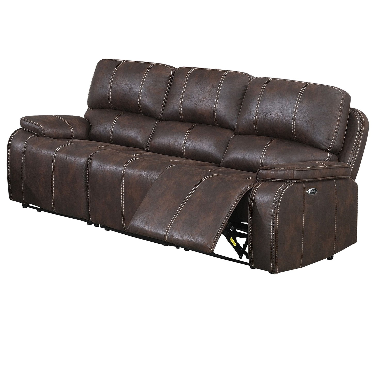 Power Reclining Sofa With Built In USB Port - Chocolate