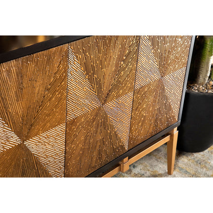 Capri - 4 Door Accent Cabinet - Brown / Gold