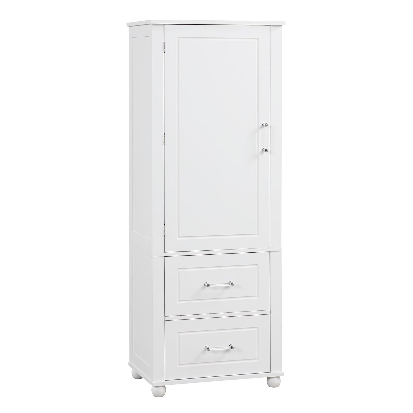 Tall Freestanding Bathroom Storage Cabinet With 2 Drawers And Adjustable Shelf