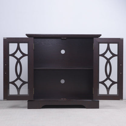 Modern Sideboard With Tempered Glass Doors - Ox Blood Red