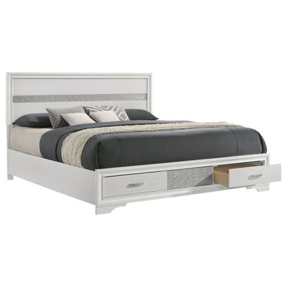 California King Storage Platform Bed With 2 Drawer - White