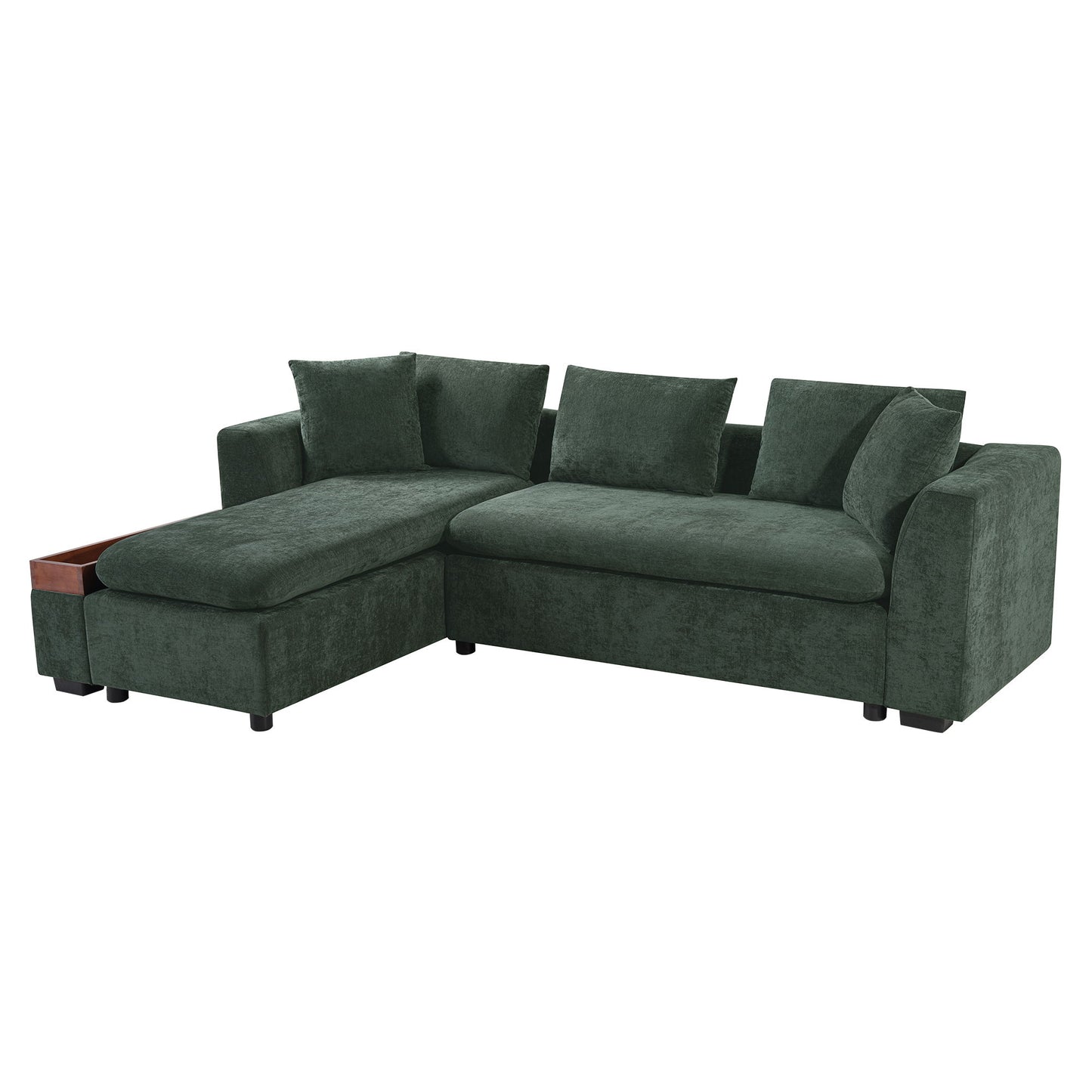 Modern L Shaped Sectional Sofa With Upholstery And Wooden Storage