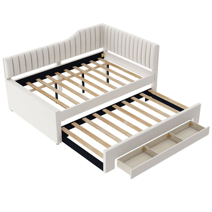 Upholstered Daybed With Trundle And 3 Drawers