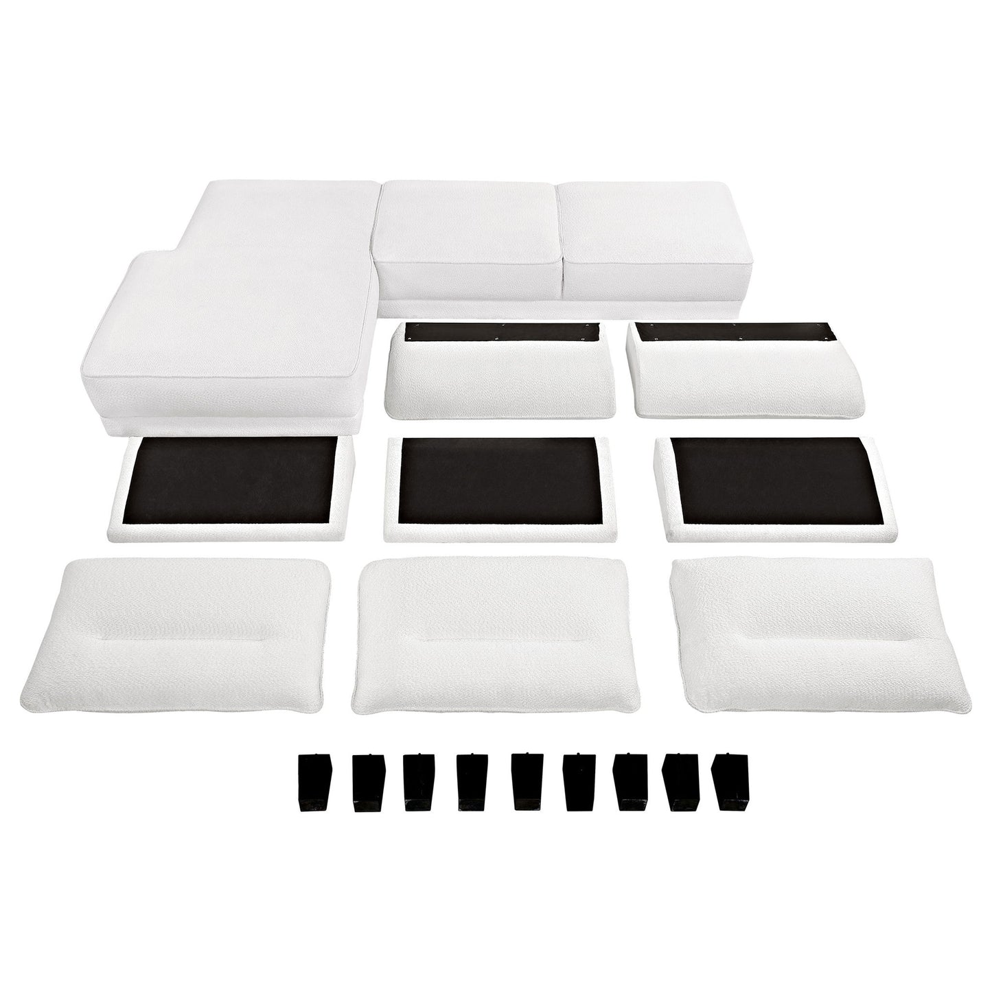 Granholm - Upholstered Curved Arm Sectional Sofa - White