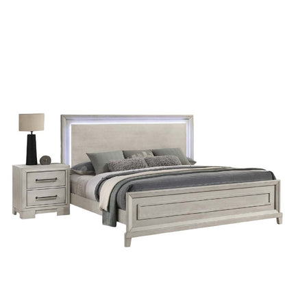 Elegant Style Bed With LED Lights On Headboard