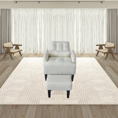 Living Room Sofa Single Chair And Ottoman, Modern Multi-Function Fabric Living Room Sofa Lounge Chair Bed And Stool. Soft Leisure Single Chair Adjustable Into 5 Angles With Sofa Bed