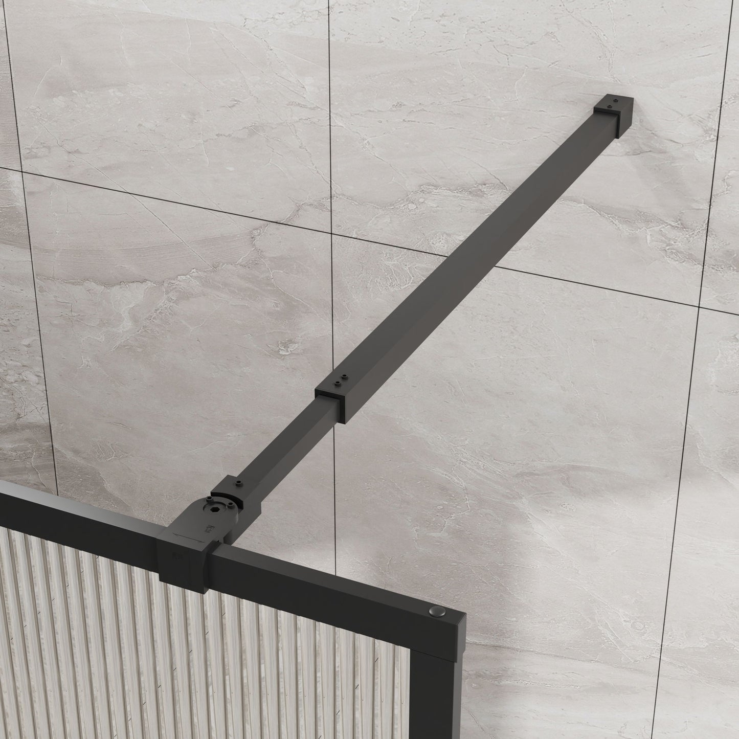 Shower Door With Center Mirror And Fluted Panels