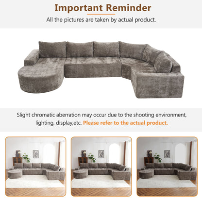 U-Shaped Oversized Modular Cloud Sectional Sofa With Deep Seat For Living Room