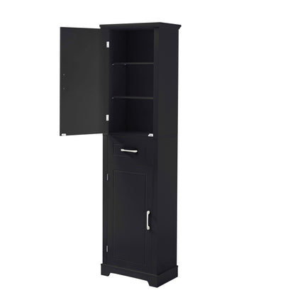 Tall Freestanding Bathroom Storage Cabinet With 2 Doors And Adjustable Shelves