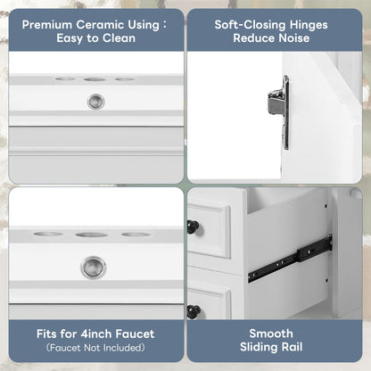 Bathroom Vanity With Sink, Cabinet With 2 Drawers And Adjustable Shelf