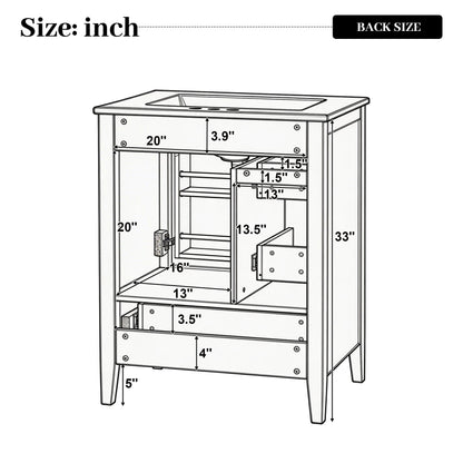 Modern Bathroom Vanity With Sink, Soft Close Drawers & Door, Storage Rack