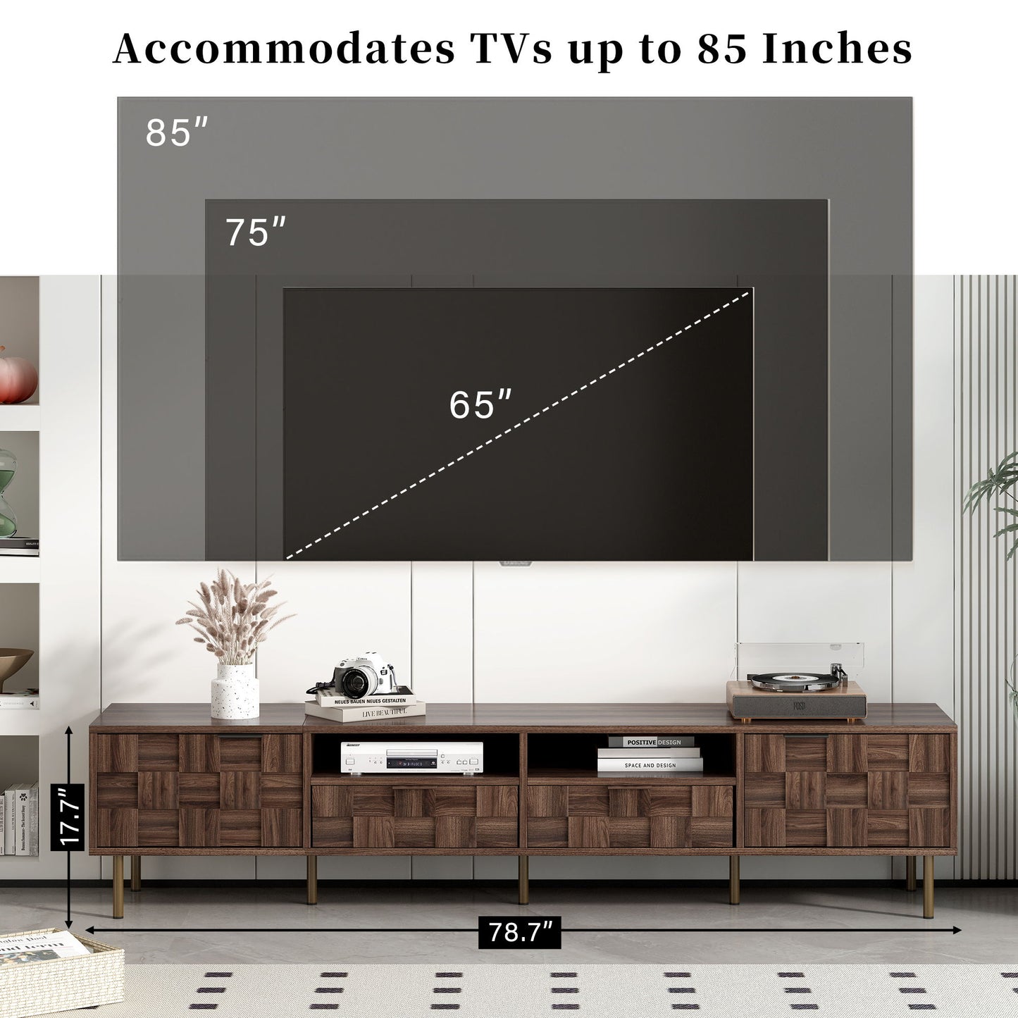 TV Stand With 2 Drawers, Media Console Table, Storage Cabinet With Cable Management
