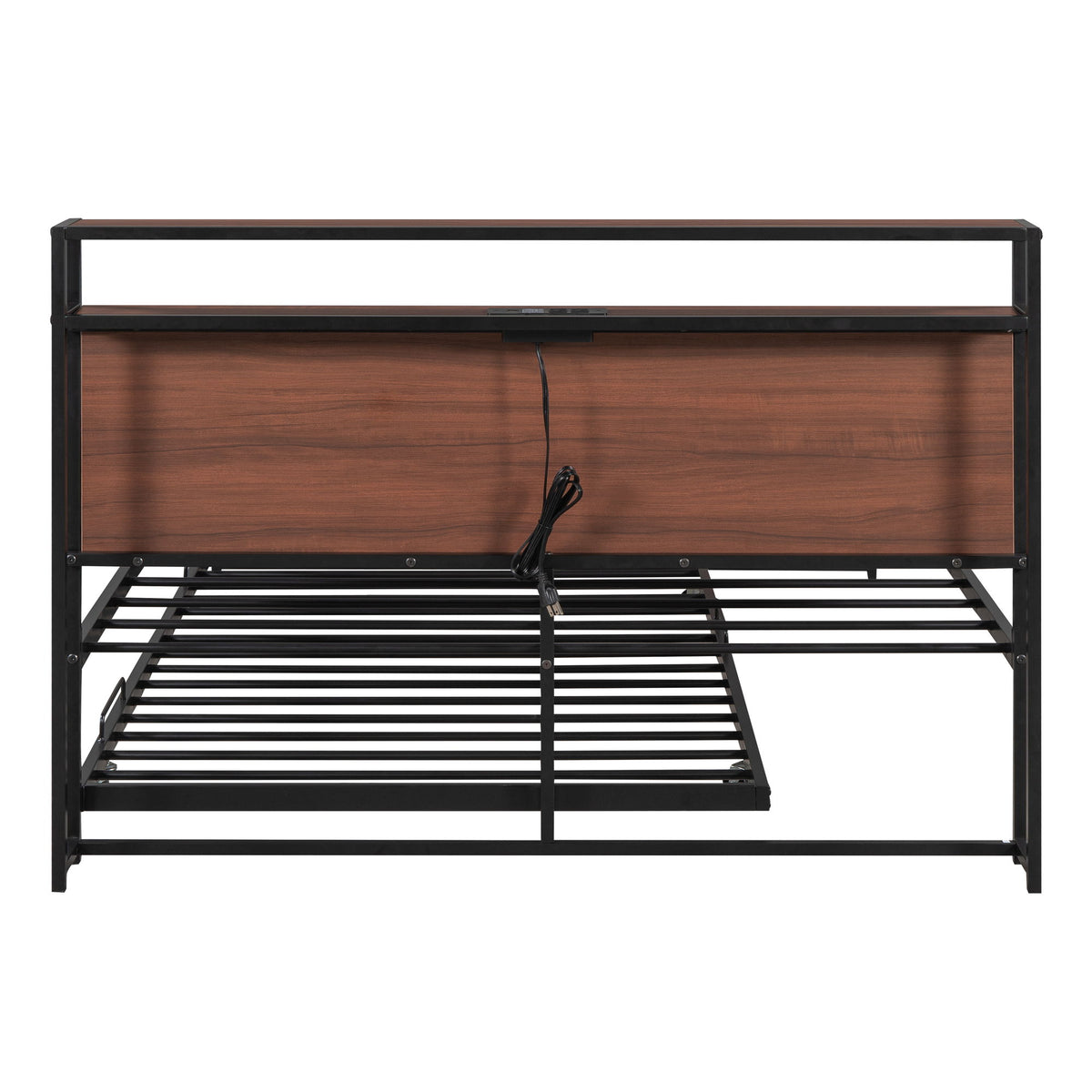 Platform Bed Frame With Trundle, USB Ports And Slat Support, No Box Spring Needed
