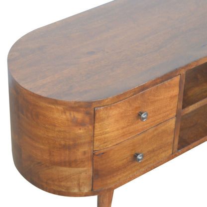Solid Wood Rounded Entertainment Unit