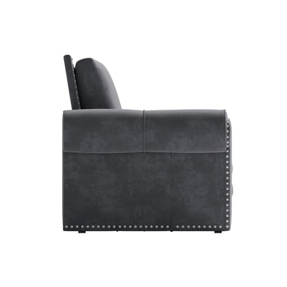 3 In 1 Convertible Sleeper Sofa With Nailhead Trim & Rolled Arm