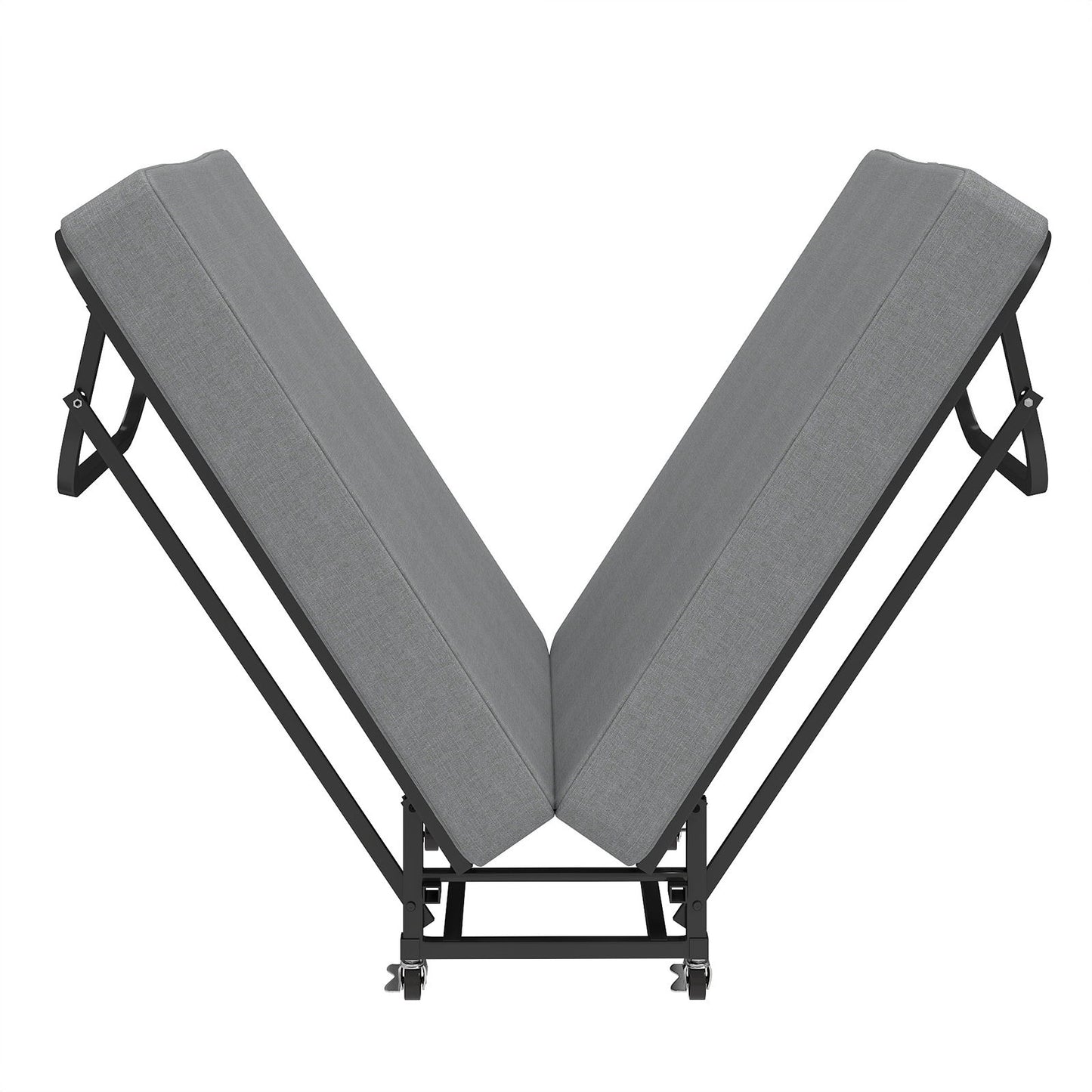 Twin Folding Bed With Memory Foam Mattress, 4 Lockable Wheels - Gray