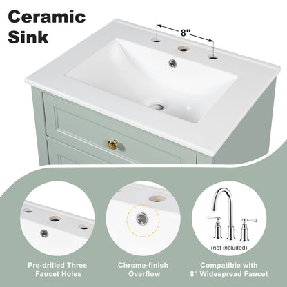 Modern Bathroom Vanity With Sink, 3 Drawers & Cabinet With 2 Tier Door Storage