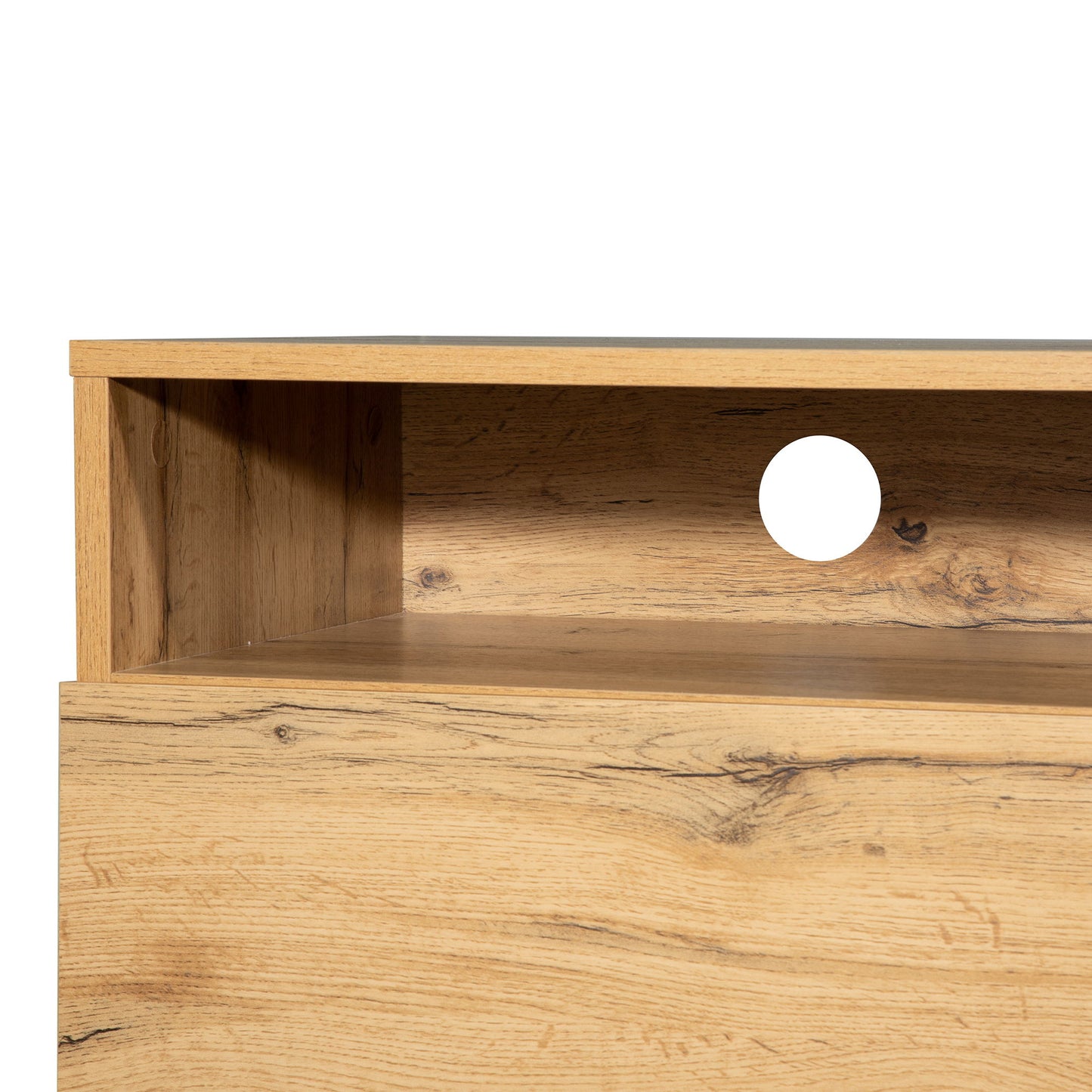 TV Stand For 80'' TV With Double Storage Space, Media Console Table With Drop Down Door