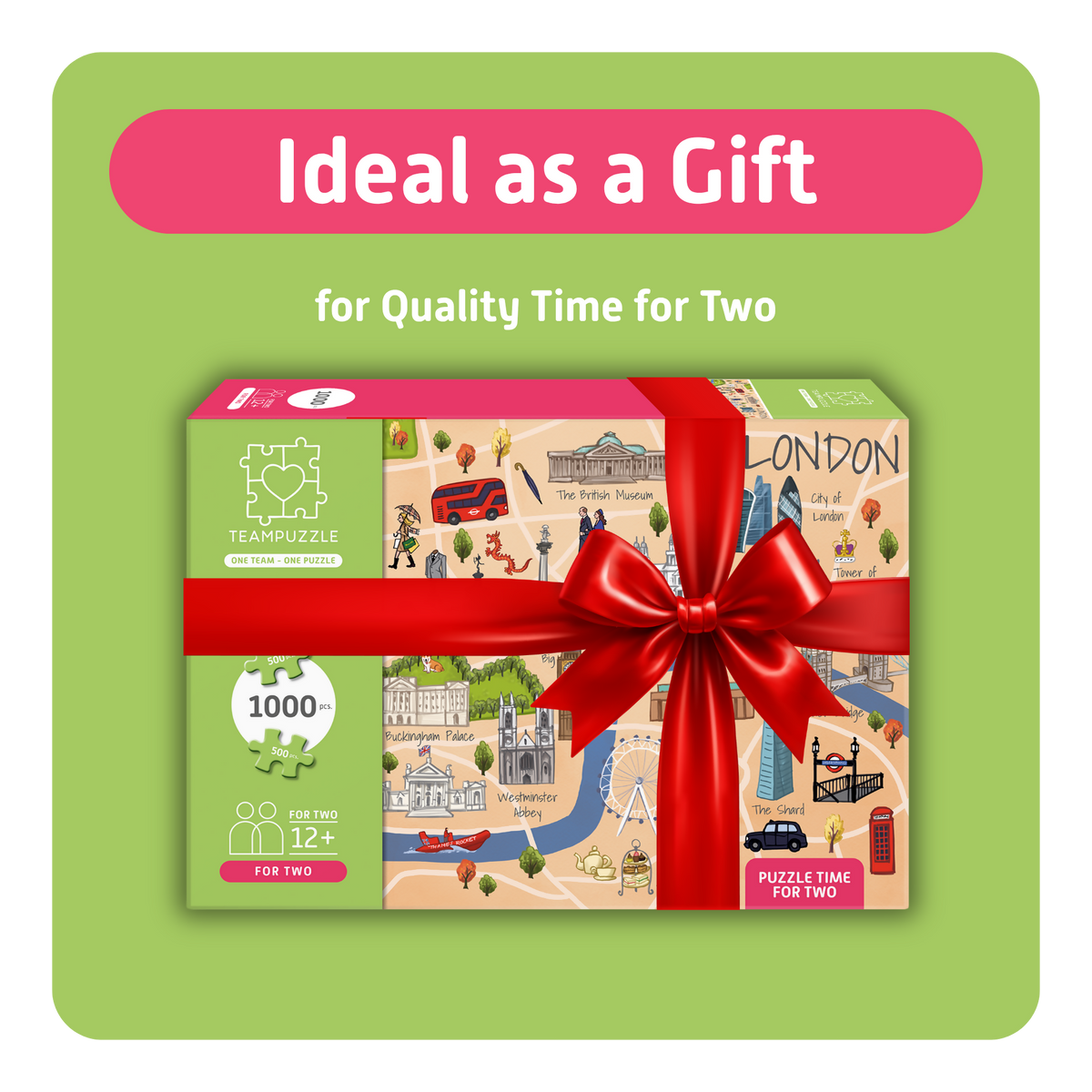 TEAMPUZZLE FOR TWO: London – 1,000-Piece Couple's Jigsaw Puzzle – Includes Scan & Explore – Ages 12+
