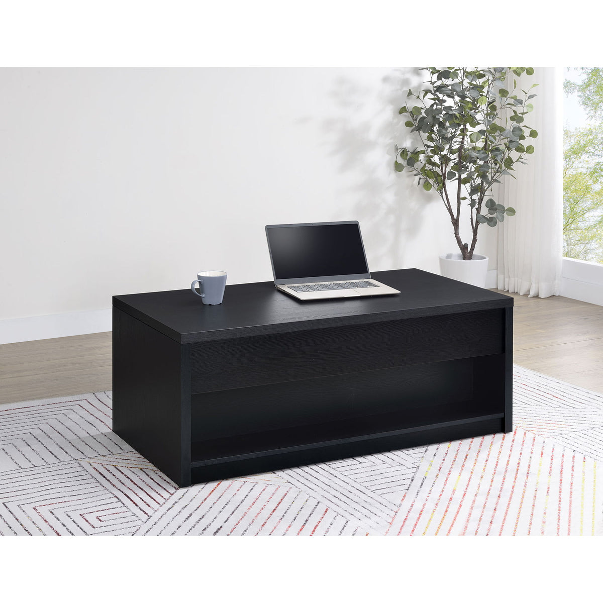 Canyon - Lift Top Table With Dual Drawers Storage Solution - Black