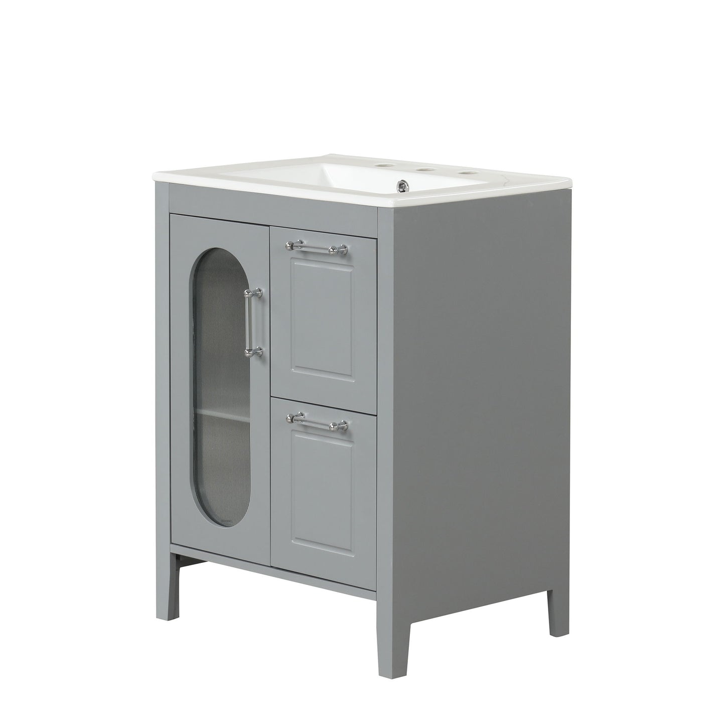 Modern Bathroom Vanity With Sink, Cabinet With 2 Drawers And Door, Adjustable Shelf