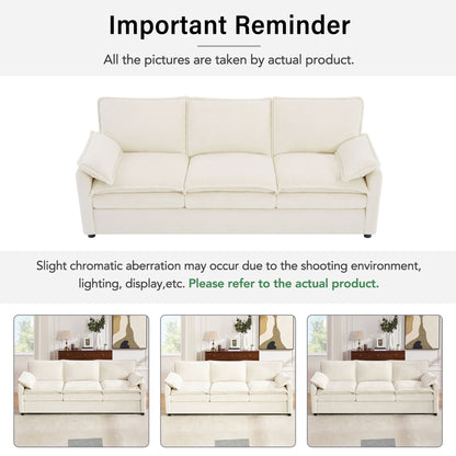 Modern 3 Seater Sofa With Side Storage Pockets For Living Room
