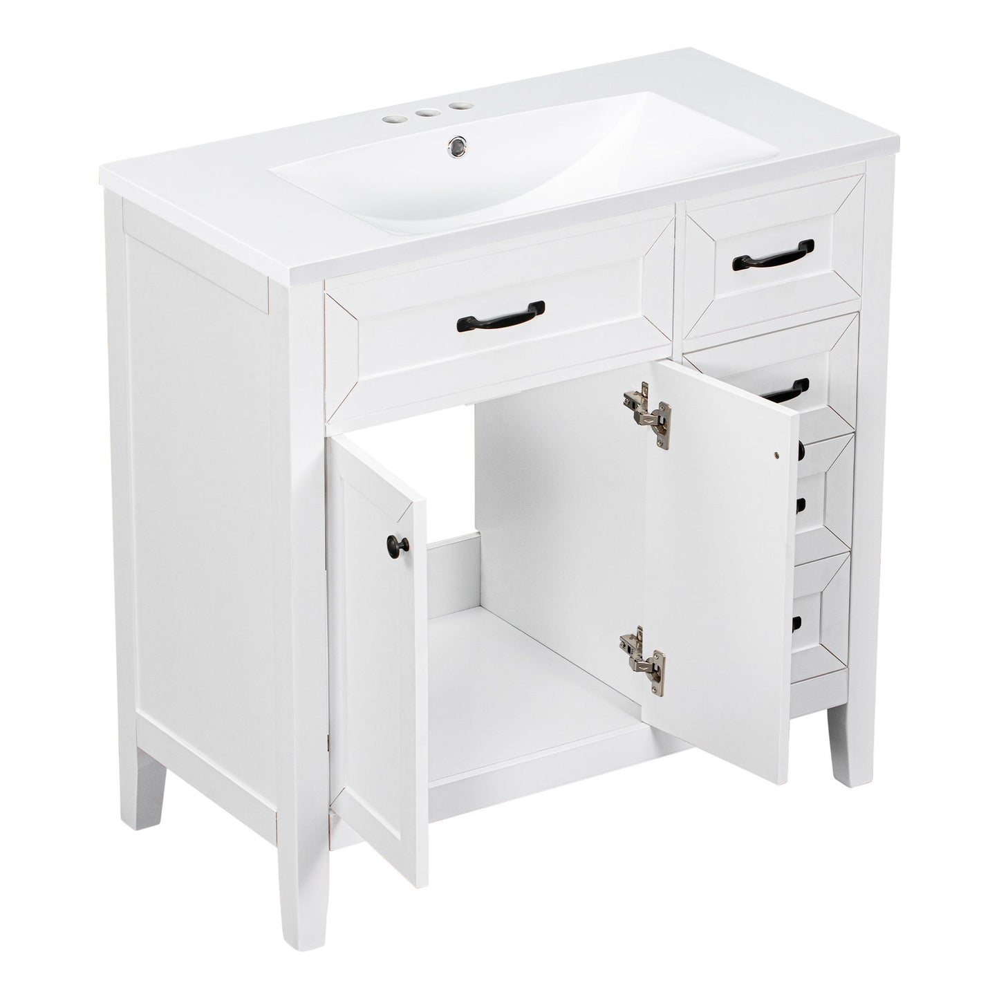 Modern Bathroom Vanity With Sink, Freestanding With Drawers And Doors