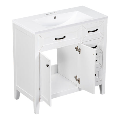 Modern Bathroom Vanity With Sink, Freestanding With Drawers And Doors