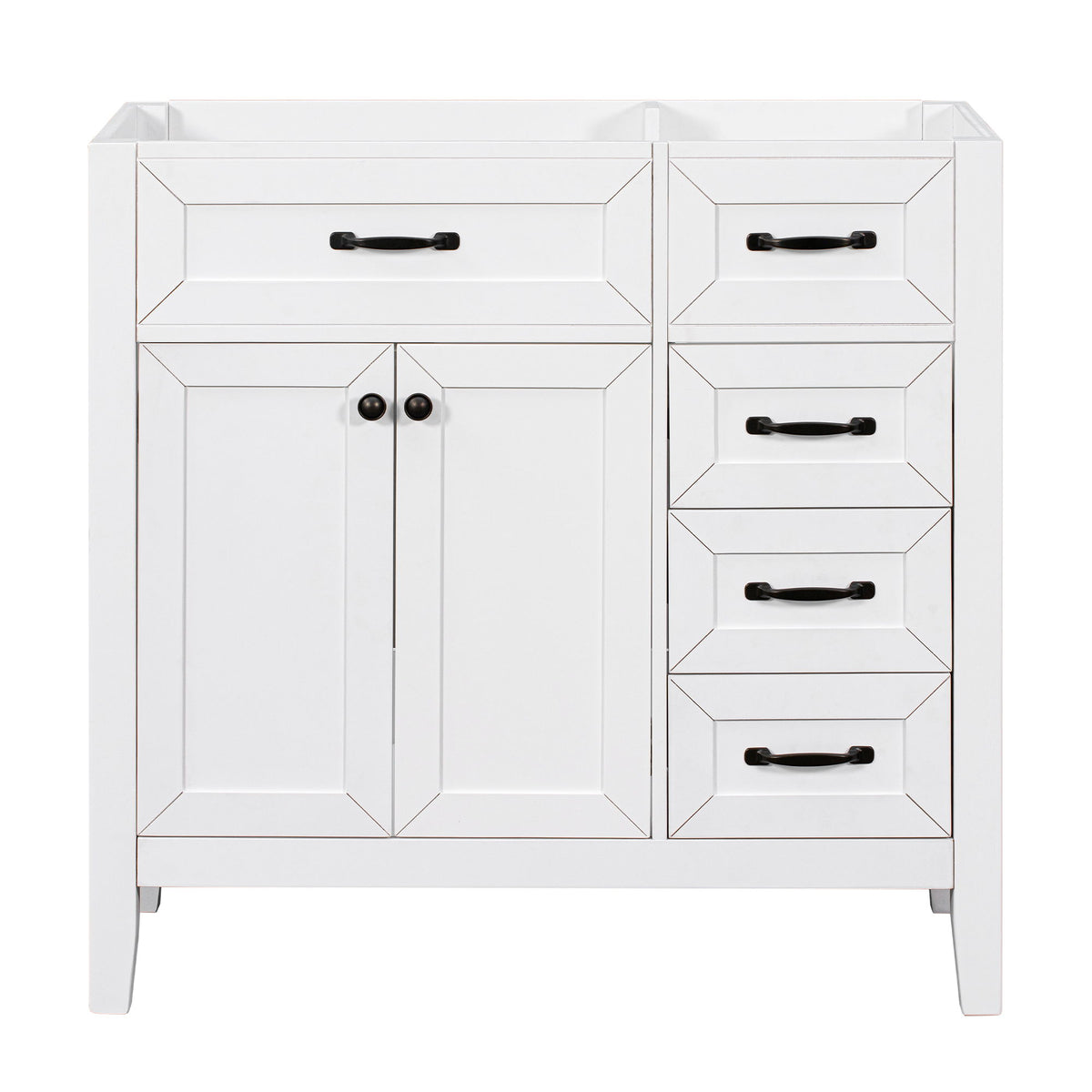 Modern Bathroom Vanity Base Only, 2 Doors And 3 Drawers